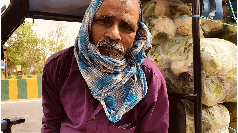 Ramprasad Shah sells vegetables in Noida