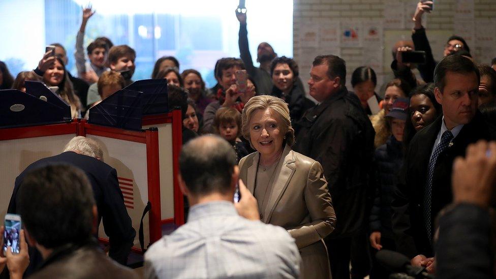 Hillary Clinton casts her vote on election day