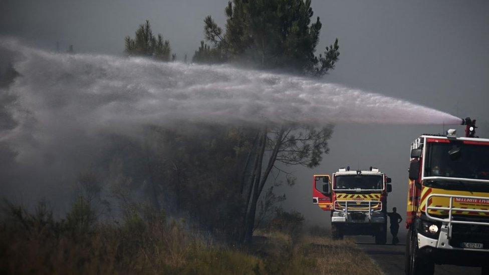 fire-vehicle-in-France-spraying-water-in-forest.