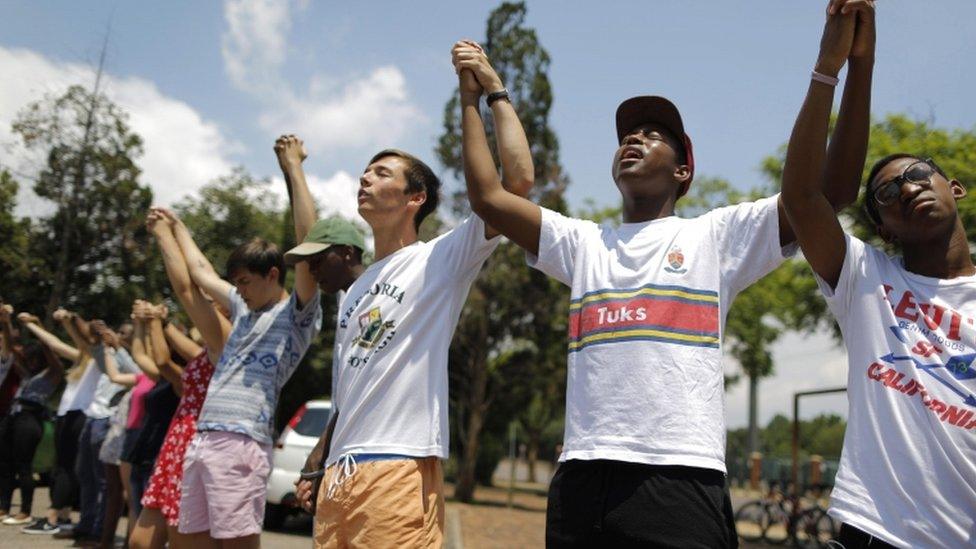 Protest at the University of Pretoria against the dropping of Afrikaans as a teaching language