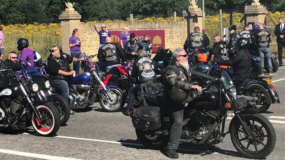 Bikers at the funeral of Louise Smith