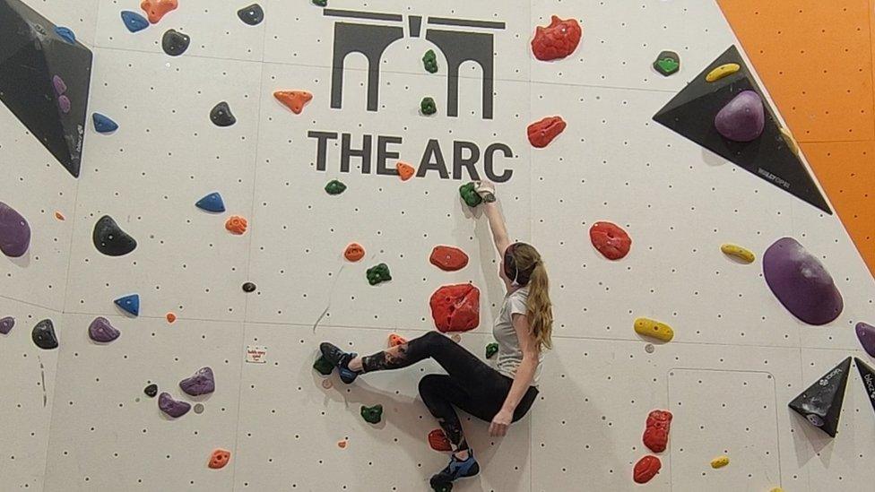 Mary Meilton climbing at The Arc