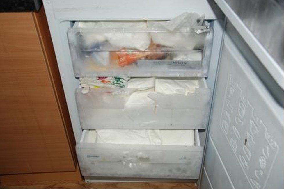 Amphetamine in freezer at Thone's home address