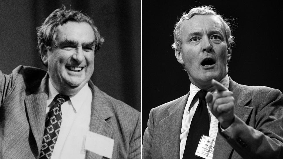 Denis Healey (left) and Tony Benn