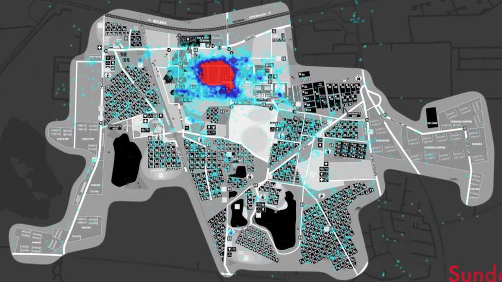 Heat map of festival from the air