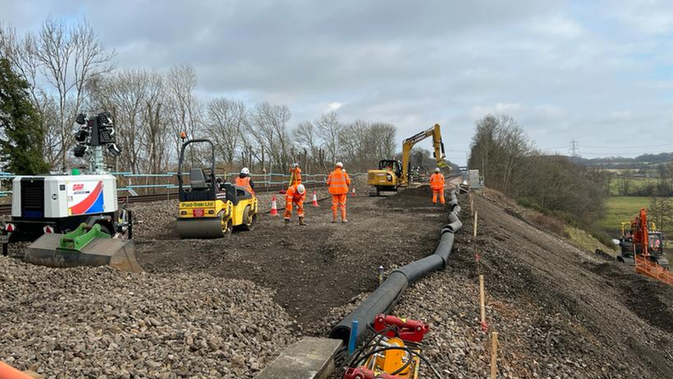 Landslip at Hook after partial repairs