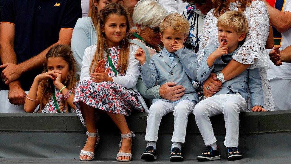 Roger Federer's children Charlene Riva, Myla Rose, Lenny and Leo at Wimbledon