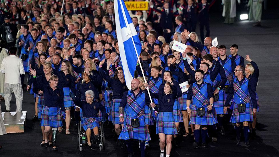 Team Scotland in their kilts