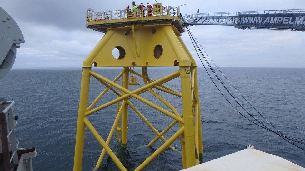 Jacket being installed for Beatrice Offshore Windfarm