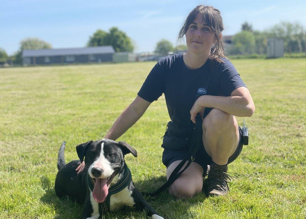 Leah Beales with a dog