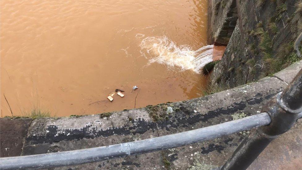 The culvert in Queens Dock draining into Whitehaven Harbour