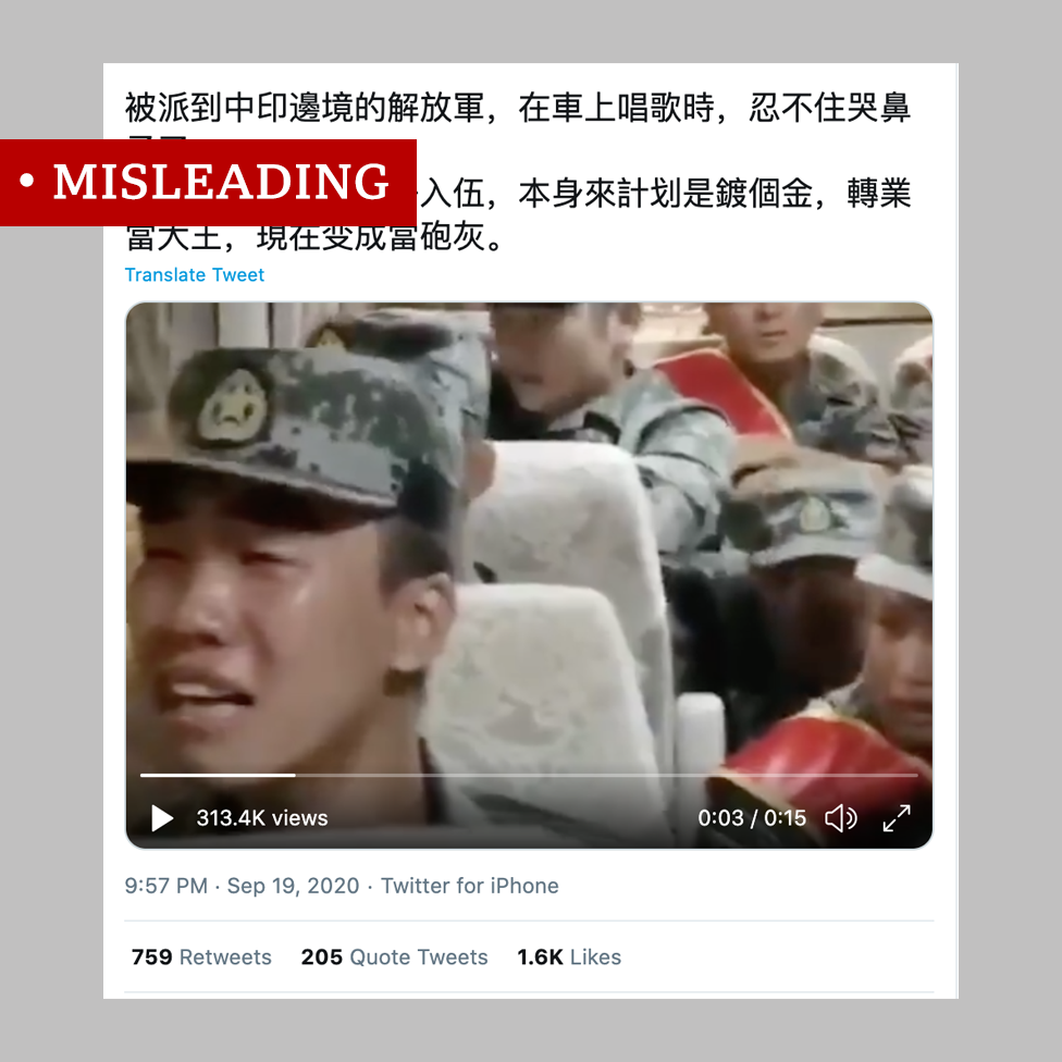 Misleading video of crying Chinese soldiers