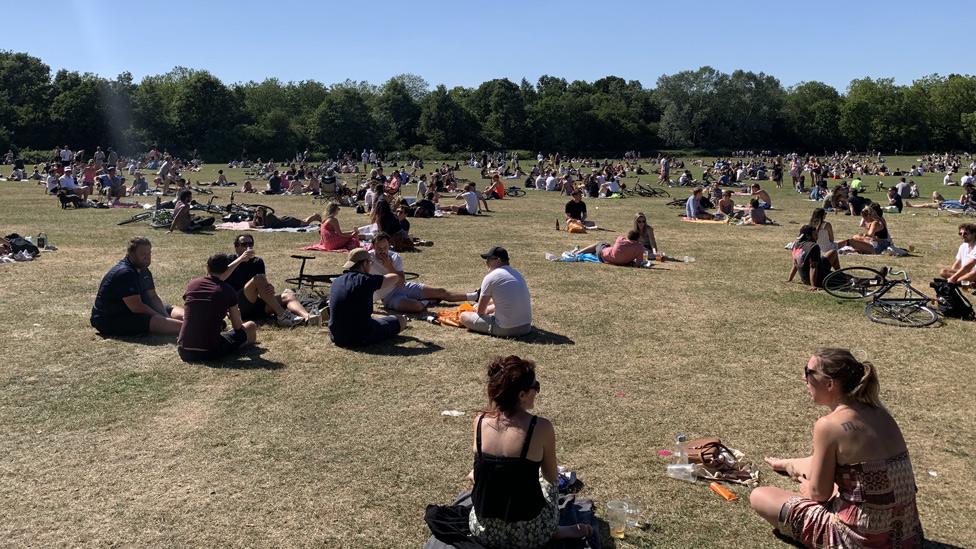 People gathered on London's Wandsworth Common on Saturday