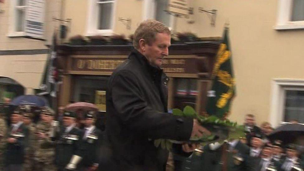 Enda Kenny laid a wreath at the Enniskillen war memorial