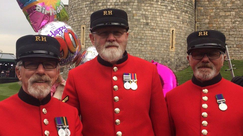 Chelsea pensioners at Windsor Castle