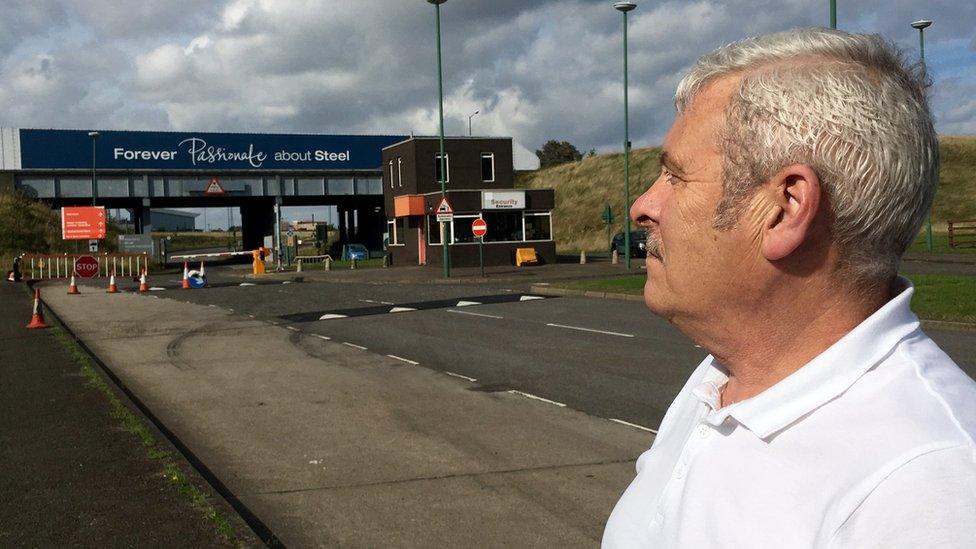 Denis Alderson outside main gates of the former SSI UK site in Redcar