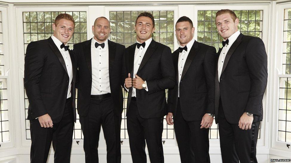 Sam Burgess with his groomsmen