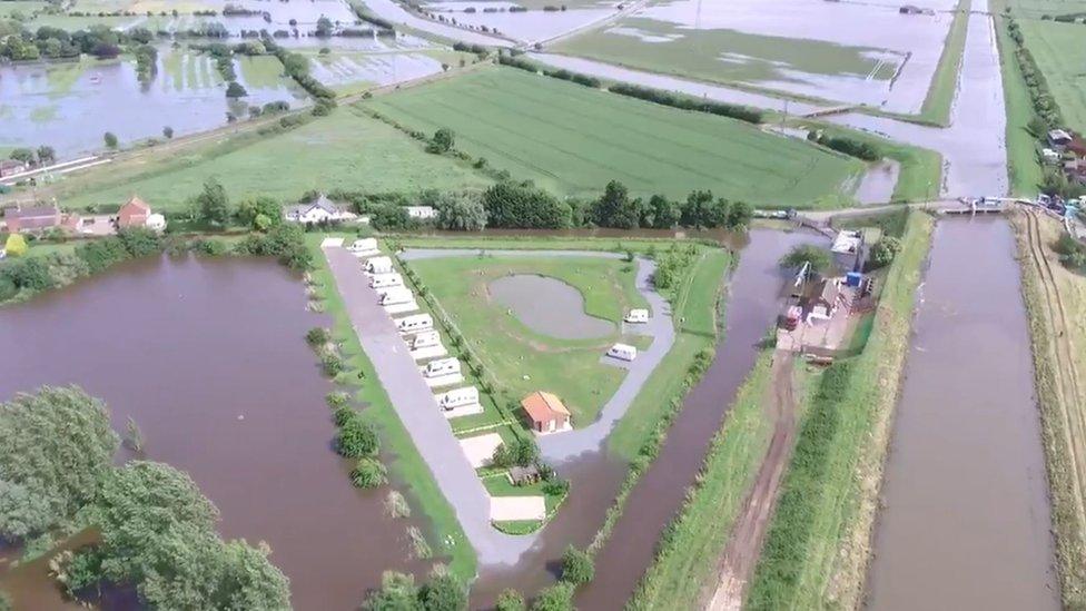 Aerial view of flooding in Wainfleet