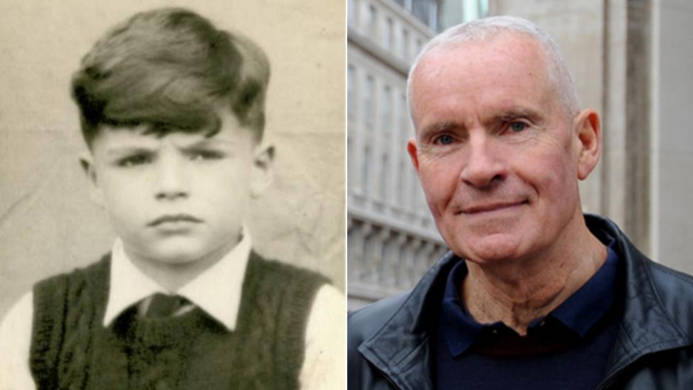 Robin King as a young boy (left) and today (right)