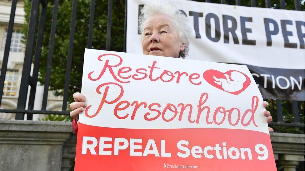 Anti abortion protesters outside Belfast High Court 04/10/2021