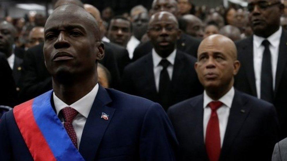 Jovenel Moise (left) and Michel Martelly at the swearing in ceremony