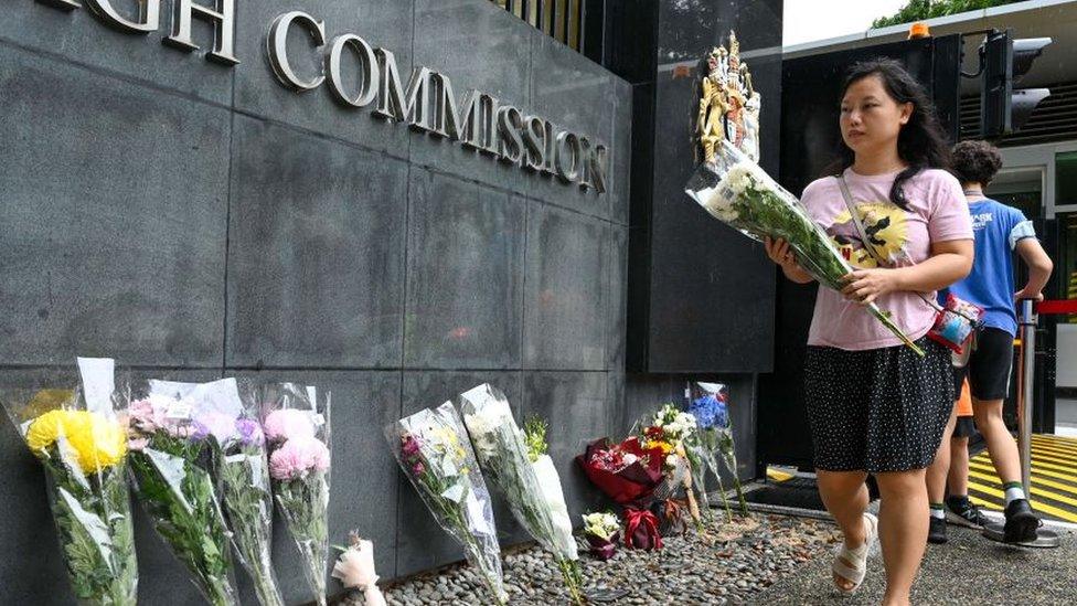 Flowers have been laid in tribute in Singapore.