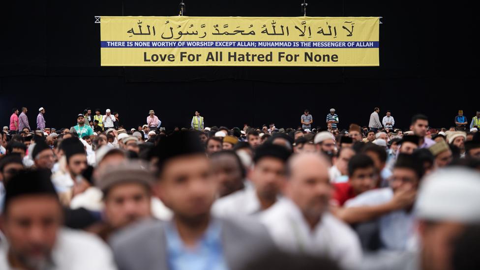 Ahmadiyya muslims at an event in Hampshire, August 2015