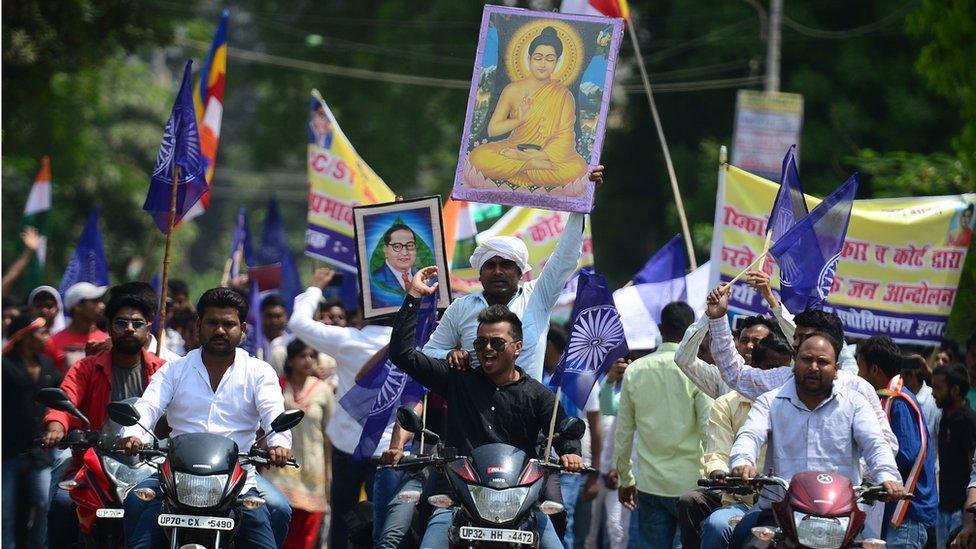 Dalit protesters on the roads in Uttar Pradesh