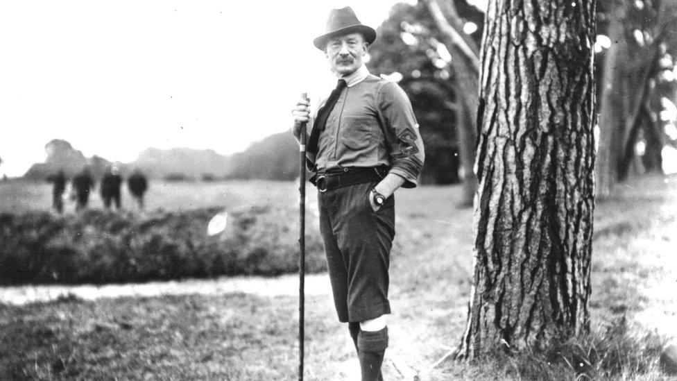 Baden-Powell on Brownsea Island on the first ever Scout camp