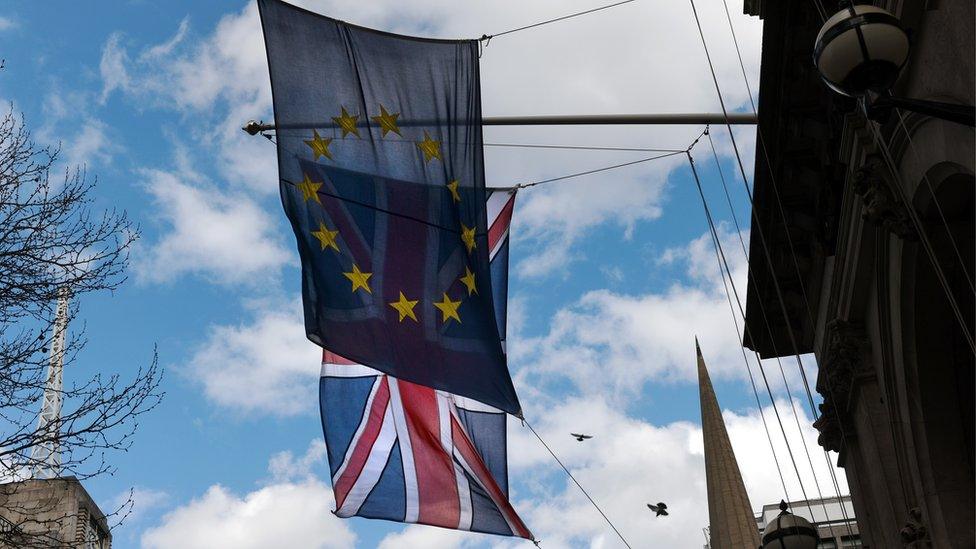 The EU flag and the Union Jack