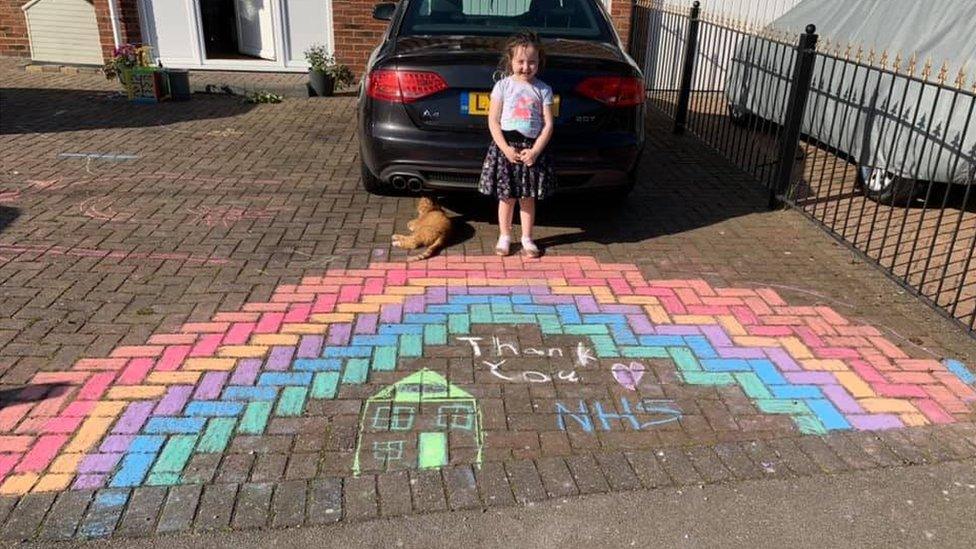 A rainbow drawn by Vicky Wells' children