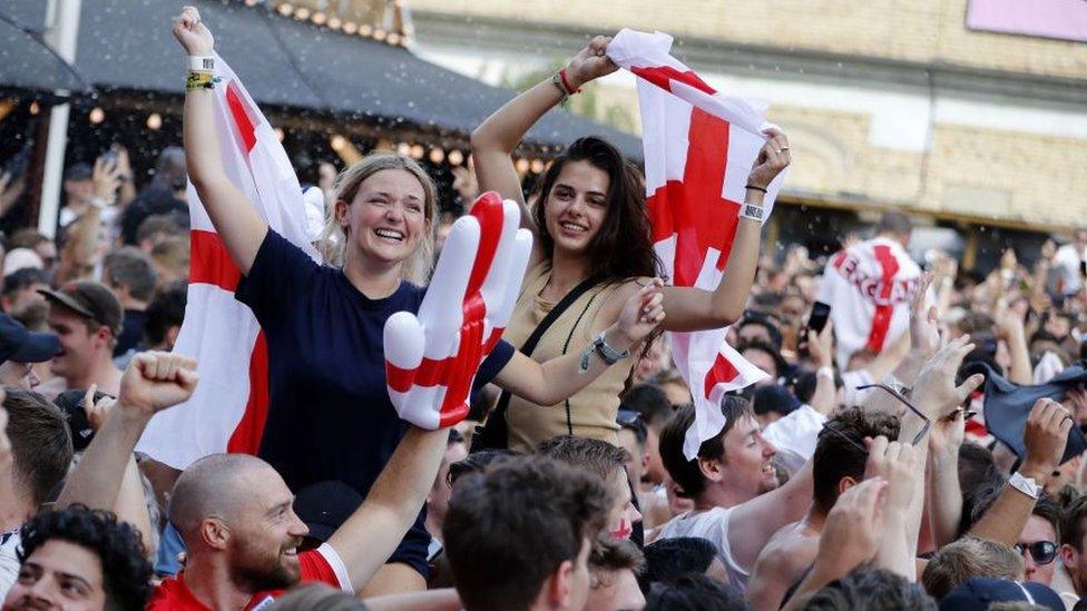 England football fans celebrating