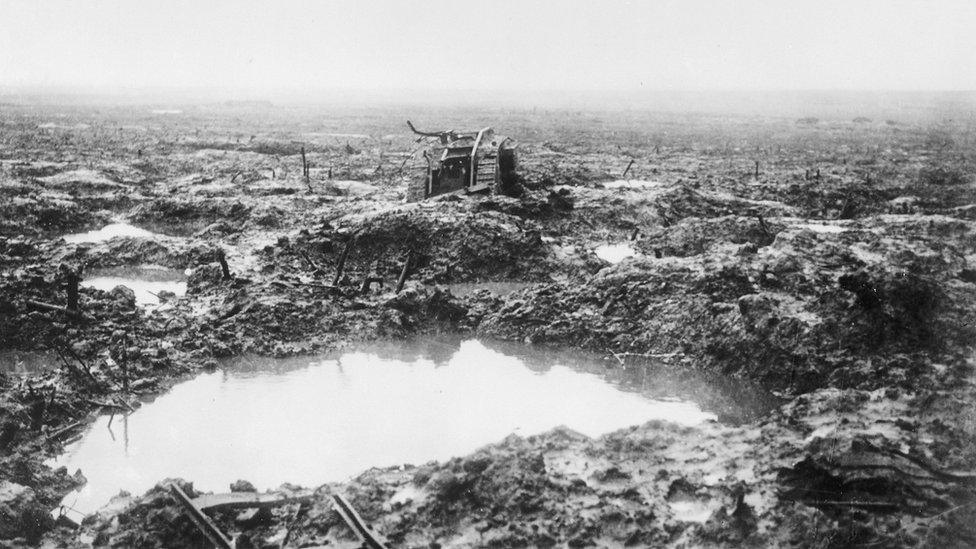 Crater in Ypres salient, Battle of Passchendaele