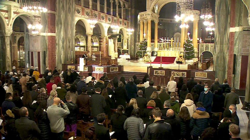 Congregation at Midnight Mass at Westminster Cathedral