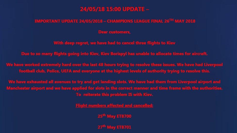 Flight cancellation notice