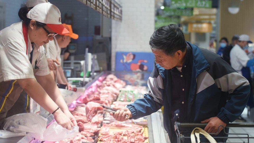 A shopper at supermarket in China.