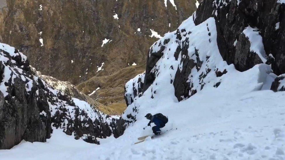 Finbar Doig skiing