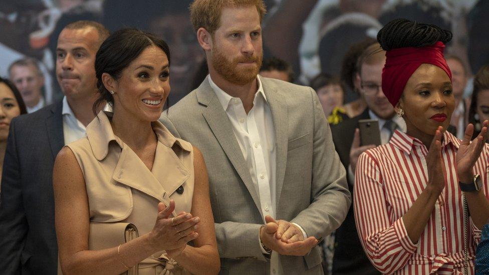 Harry, Duke of Sussex, Meghan, Duchess of Sussex and Nelson Mandela"s granddaughter Zamaswazi Dlamini-Mandel