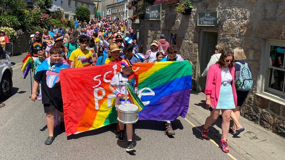 Iscles of Scilly pride march