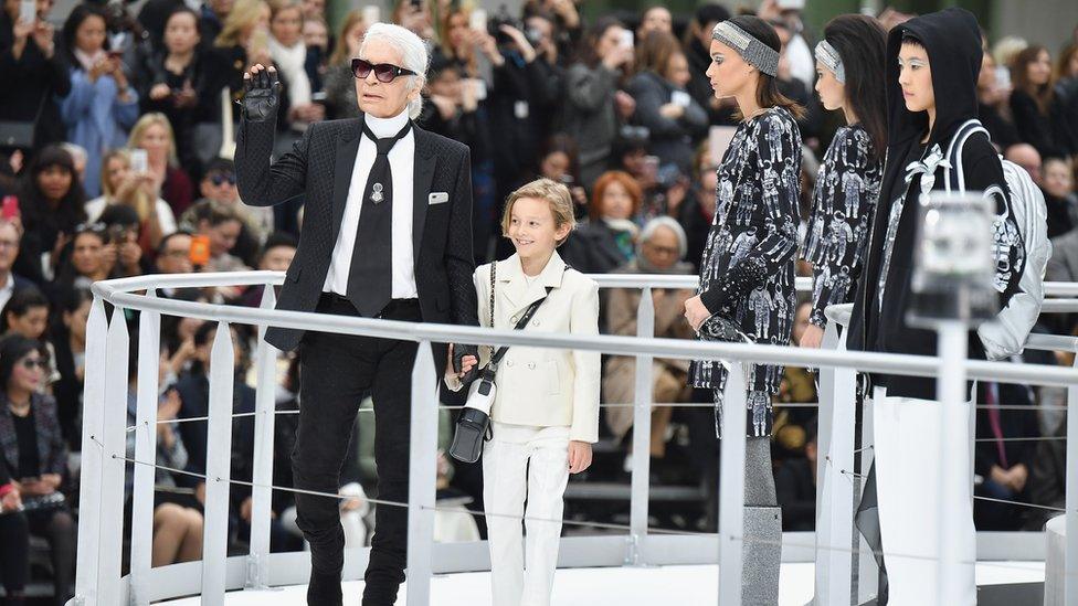 Karl Lagerfeld and his godson Hudson Kroenig