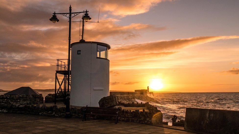 Porthcawl's lifeguard watch station, taken at sunrise.