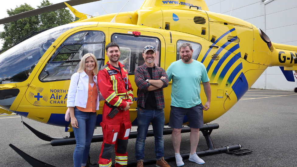 North West Air Ambulance worker with the trio