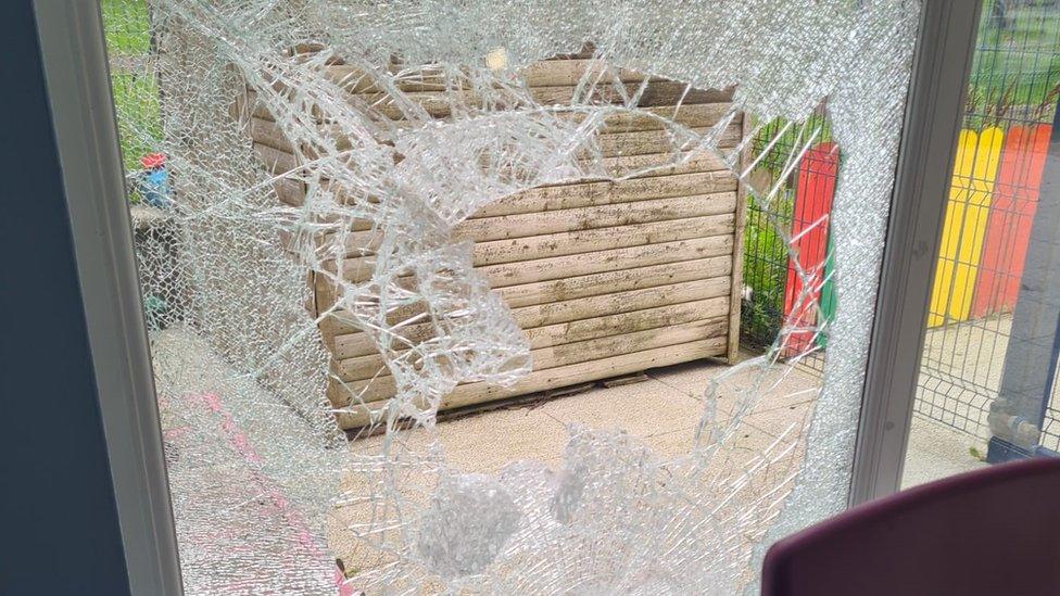 Smashed glass in Small Wonders Childcare centre