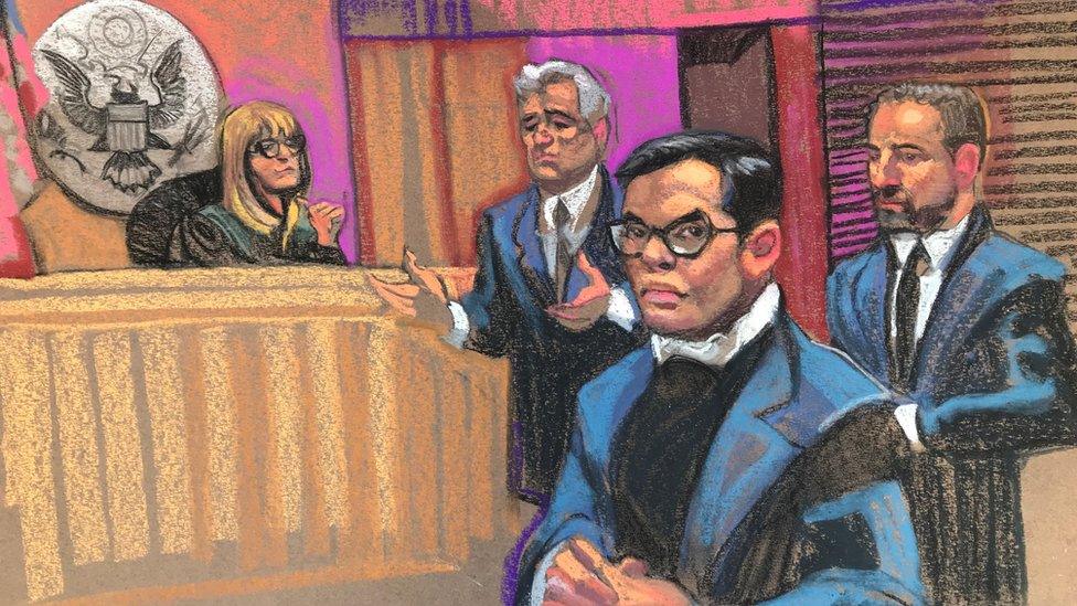 Courtroom sketch of George Santos