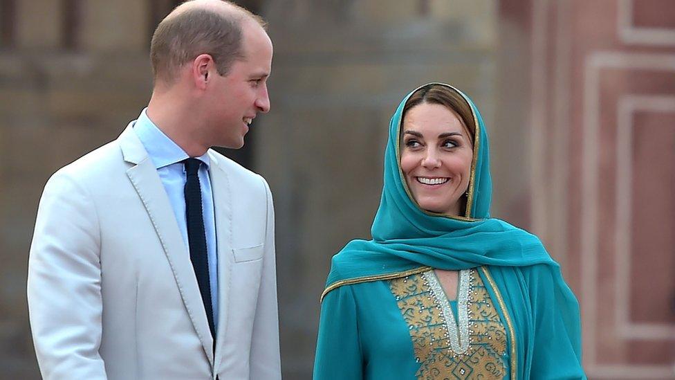 The Duke and Duchess of Cambridge visit the historical Badshahi mosque in Lahore on 17 October 2019