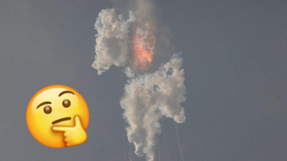 rocket explosion with confused face