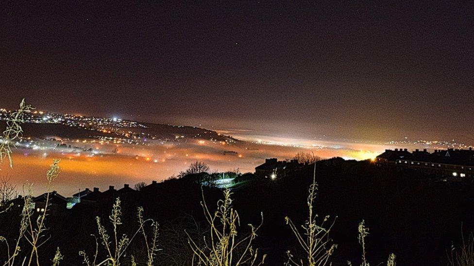 A misty night's view over Swansea and Cwmbwrla, courtesy of Ashley Williams