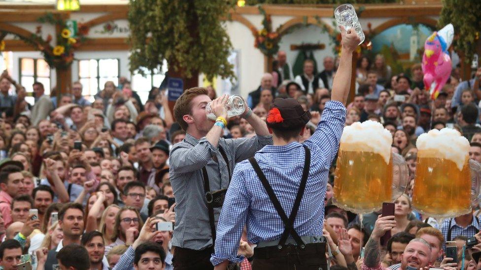 visitors drink beer