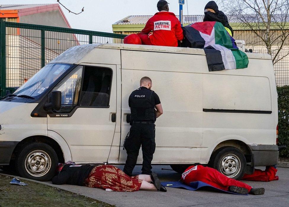 Pro-Palestinian Leicester drone factory protest in March 2022