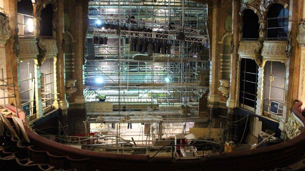 The auditorium undergoing restoration